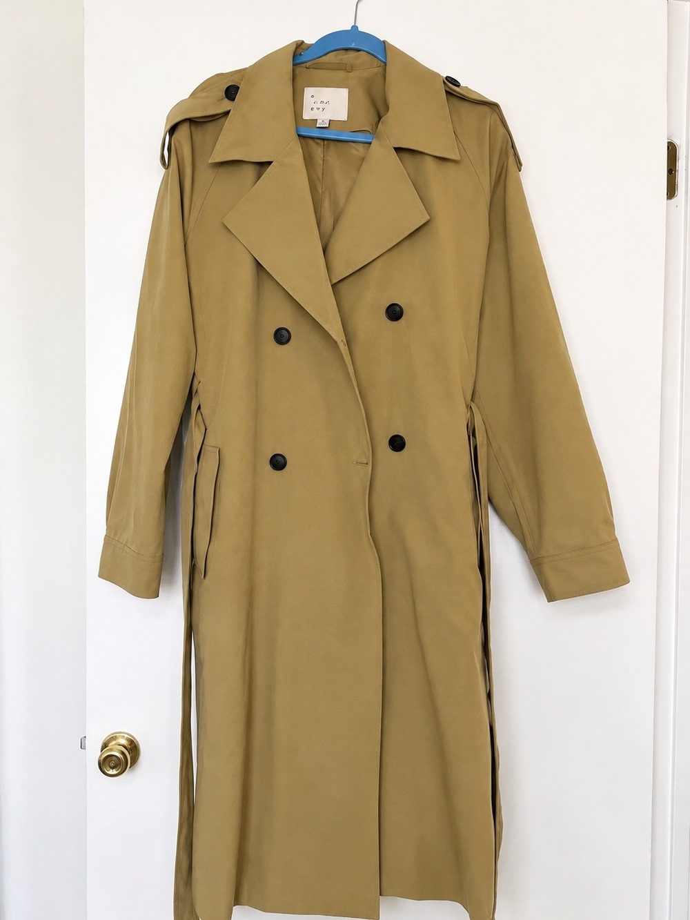New Day  Mustard Yellow Double-Breasted Trench Coat